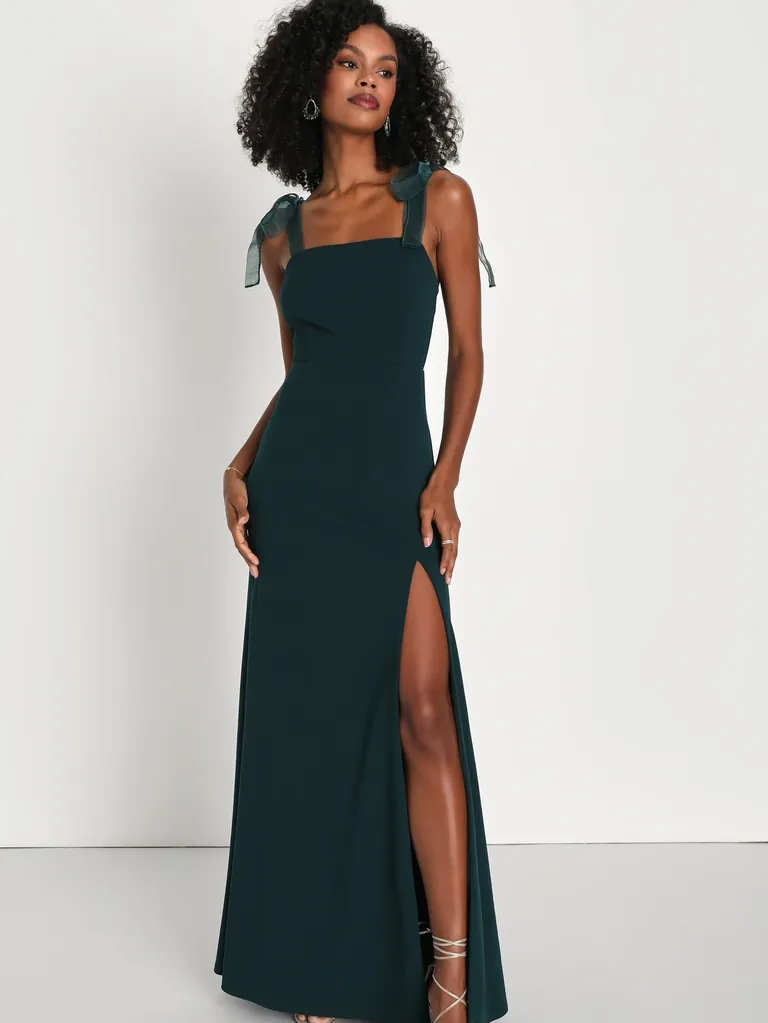 Emerald Green Tie-Strap Mermaid Maxi Dress