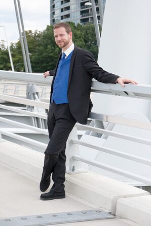 Black Groom's Suit with Peacock Vest and Tie