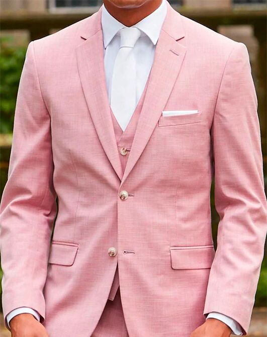 BLACKTIE SHARKSKIN Rose Wedding Suit Pink Tuxedo - 3