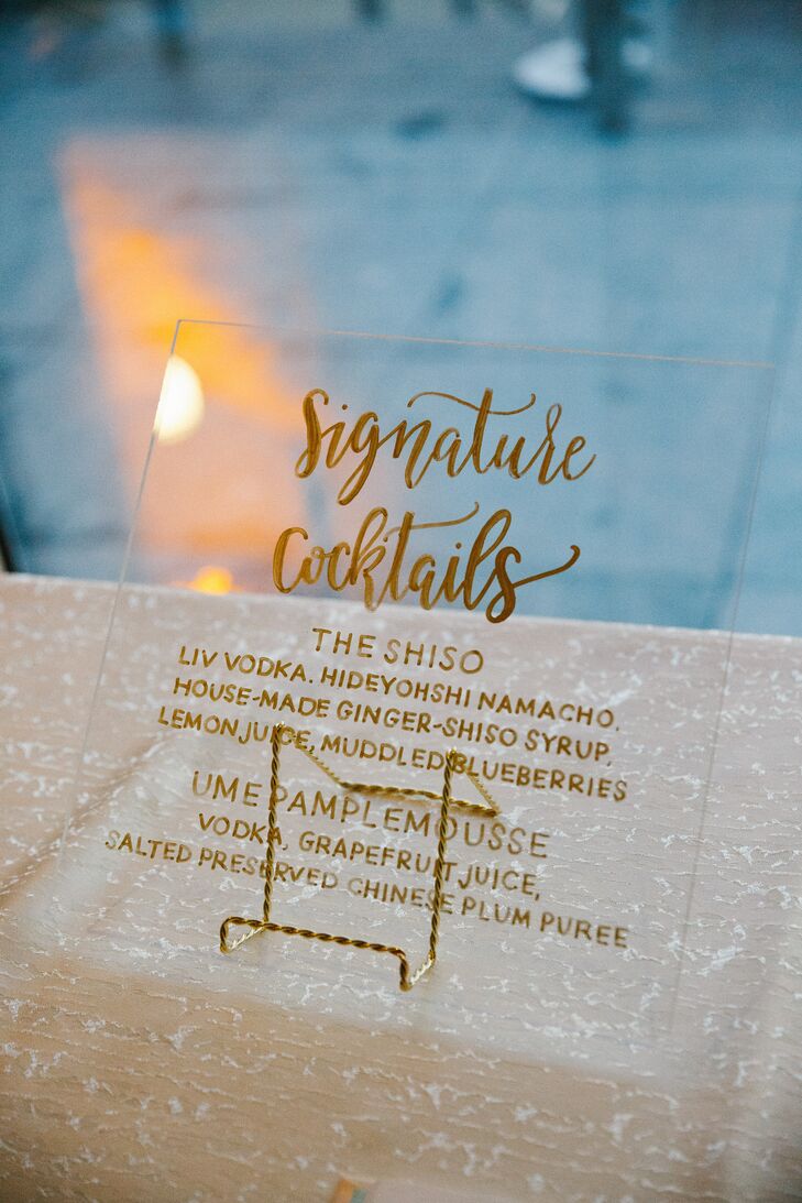 Glam Glass Hand-Lettered Cocktail Sign