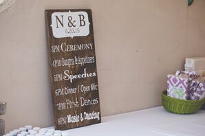 Painted Wooden Ceremony Schedule Sign