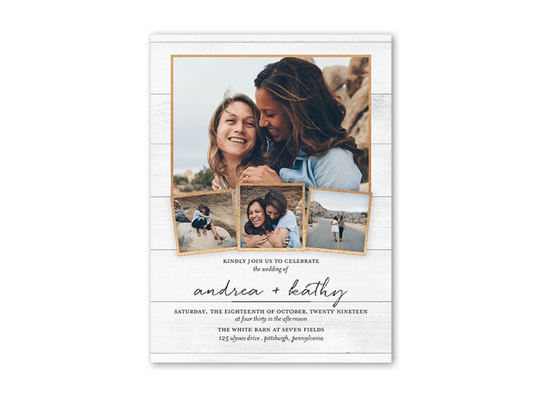 Rustic wedding invitation with photo