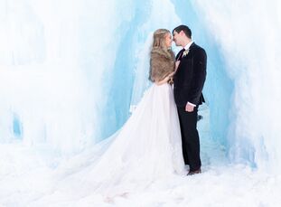 Only immediate family attended Jaley	Meibos and Aaron Weinheimer's intimate winter wedding at the Ice Castles in Dillon, Colorado. "It's actually funn