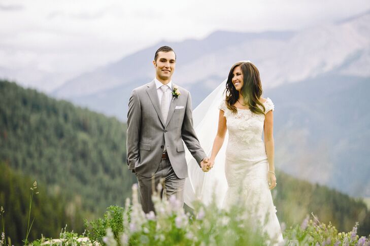 White roses and antlers inspired Rachel and Jason's clean, contemporary wedding in Aspen.