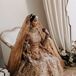 Sikh Bride in Gold, Red and Green Lengha, Veil, Bracelet Bangles, Earrings, Henna and Other Jewelry, Getting Ready