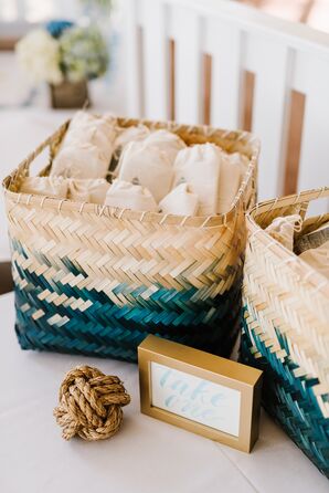 Turquoise Woven Grass Favor Baskets