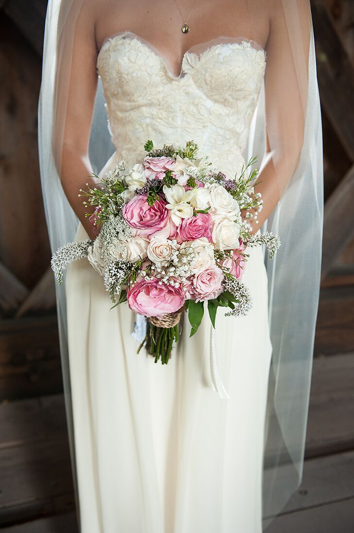 Pink and White Rose and Garden Rose Bouquet