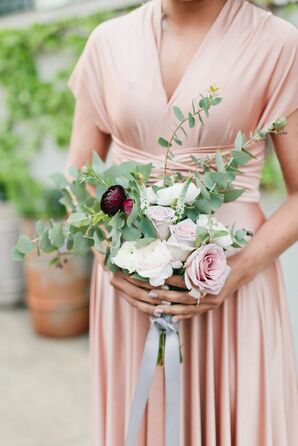 Modern Ranunculus, Rose and Eucalyptus Bouquet