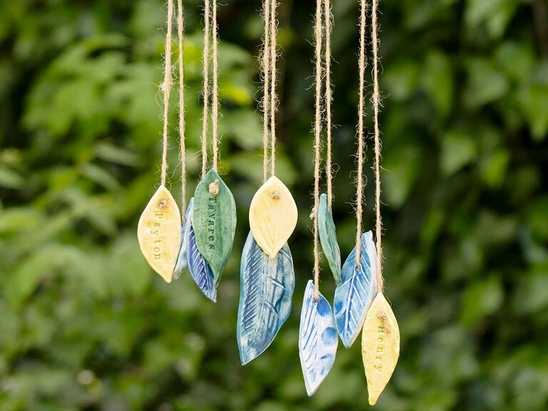 Customizable wind chime with ceramic leaves traditional gift for 18-year anniversary