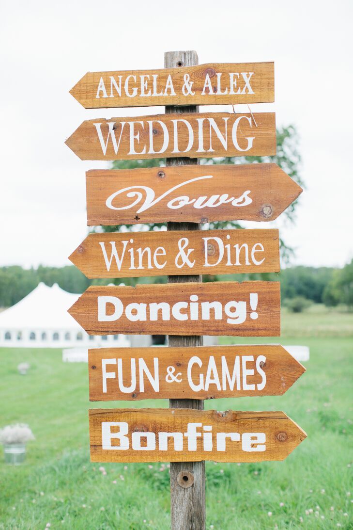 Elegant DIY White Wooden Wedding Sign in Walker, Minnesota
