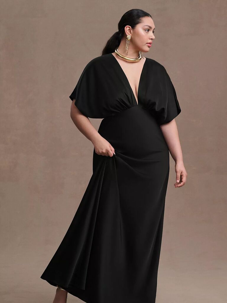 Black dress for a wedding dress rehearsal by Anthropologie. 