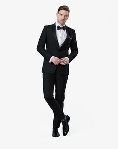 Menguin Black Peak Lapel Tuxedo Black Tuxedo