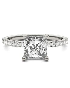 Forever One Moissanite Classic Princess Cut Engagement Ring