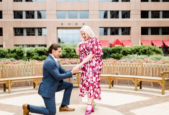 A man proposes to a woman outside