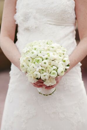 White Bridal Bouquet with White Handle