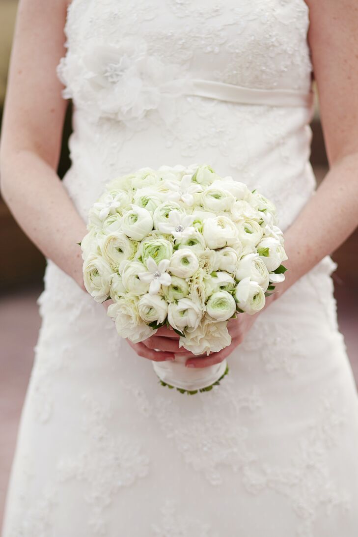 White Bridal Bouquet with White Handle