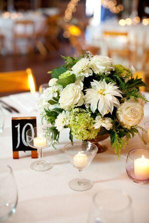 White and Green Floral Centerpieces