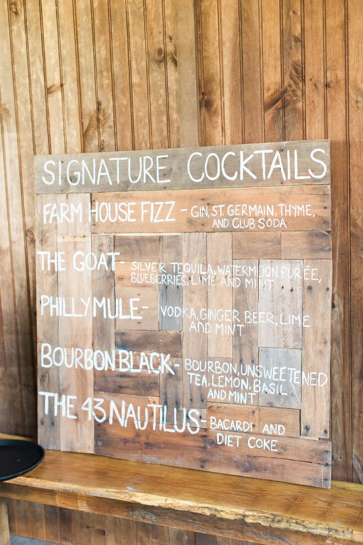 Signature Cocktails Wood Barn Sign