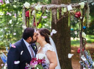 
                    Claudia D'Ambrosio (30 and a financial analyst) and Sapan Dhora (30 and a cyber security engineer) knew they wanted a forest wed