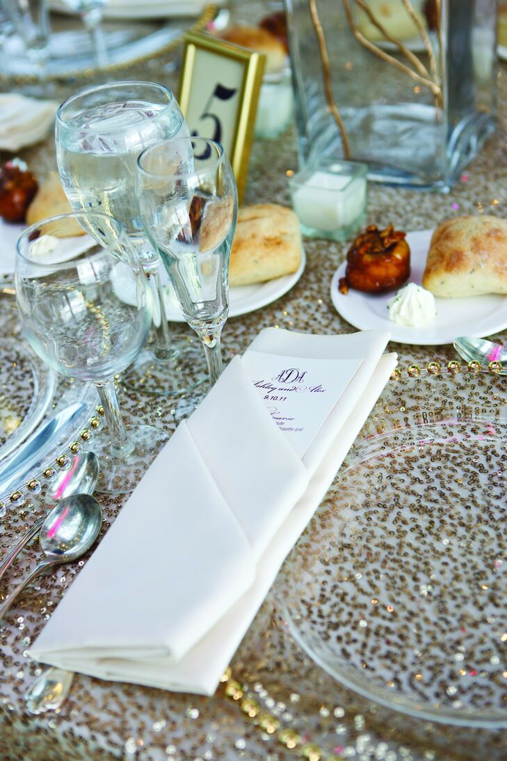 Classic menu cards, which mimicked the style of all the wedding paper, were tucked into crisp white napkins.