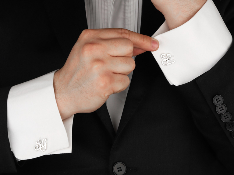 Sterling silver initial cuff links