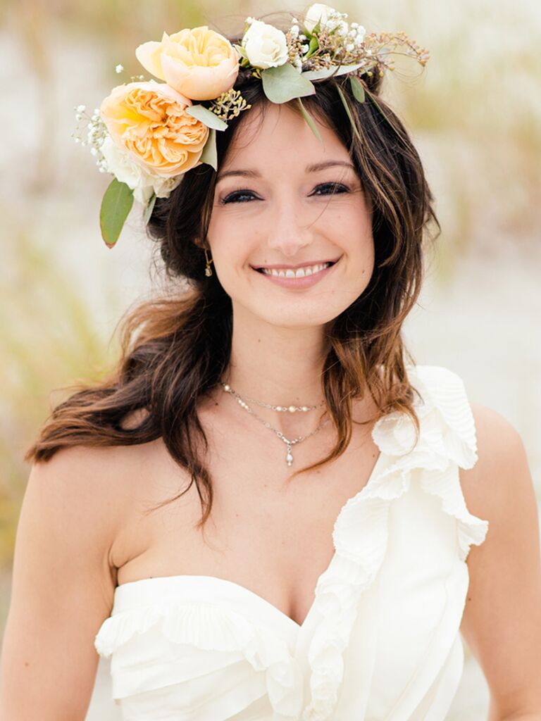 Beach boho garden rose flower crown