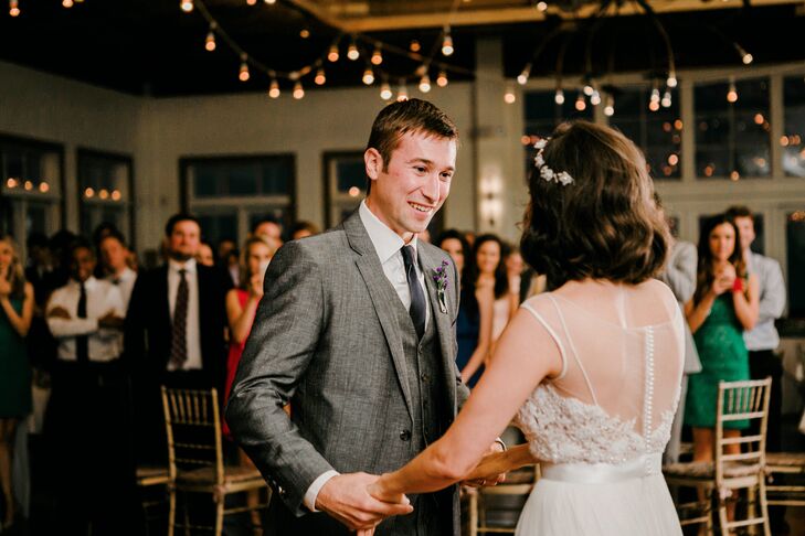 Before their guests took the floor, Janel and Charlie marked the occasion with a sweet first dance under string lighting. “The focus for Charlie and I was to have an amazing party where we could celebrate this special day with all the people we love most,” Janel says. “People were up and dancing the whole night, and that's exactly what we wanted. The DJ, Joe Dunn, did a great job reading the room and kept everyone dancing and enjoying themselves.”