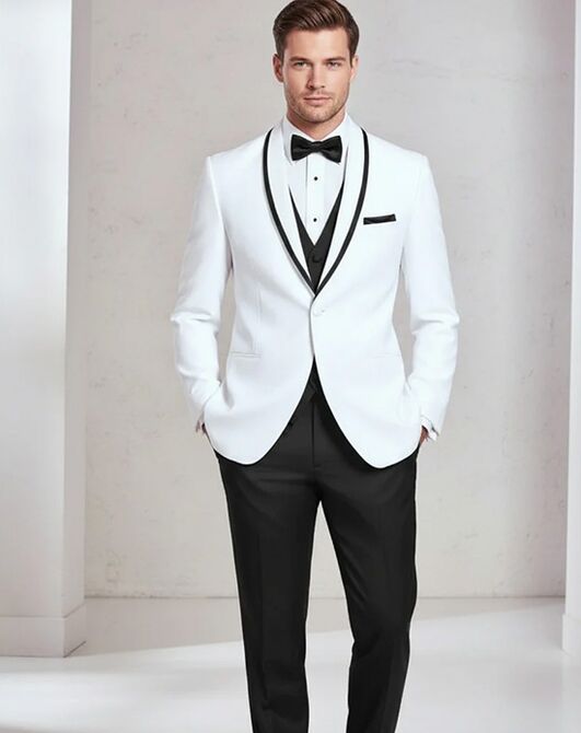 BLACKTIE XAVIER White Wedding Tuxedo White Tuxedo - 6
