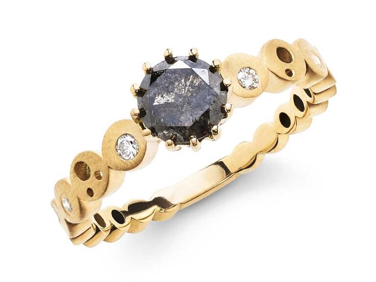 Coin constellation black diamond engagement ring