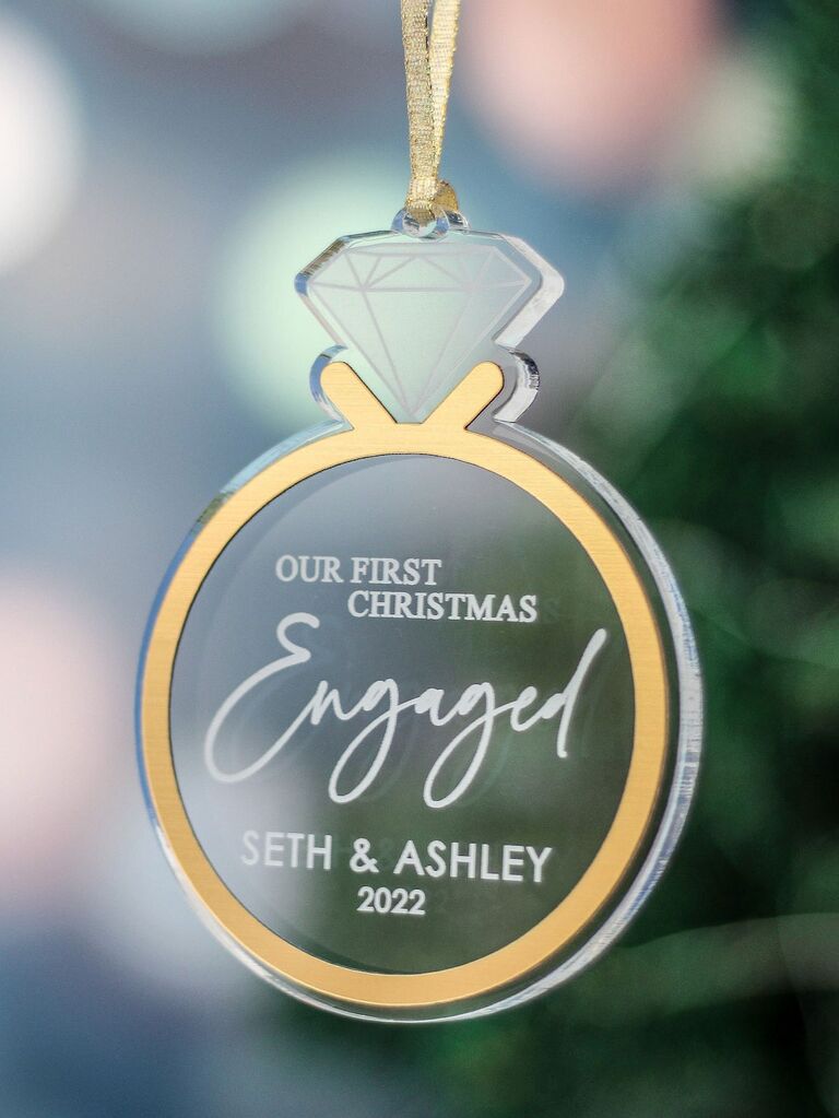 Our First Christmas Engaged ornament engagement gift from parents