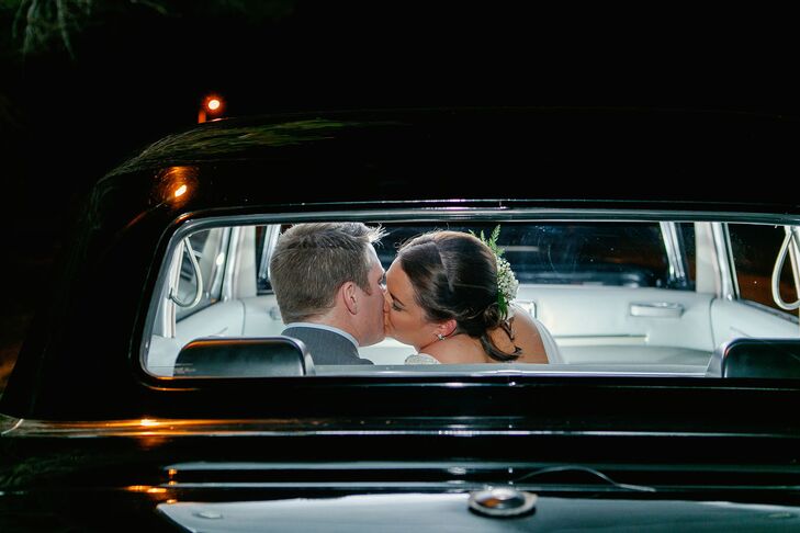 “I think the part of the night that both of us were excited about was our getaway car,” Hailey says. “The groom and I both have a love of vintage cars and I thought it would be the perfect surprise to book a vintage car and have it show up on our wedding, but I got so excited about the idea that I told him all about it months before the wedding.” They rode away in a 1961 Cadillac limousine—one-of-a-kind.