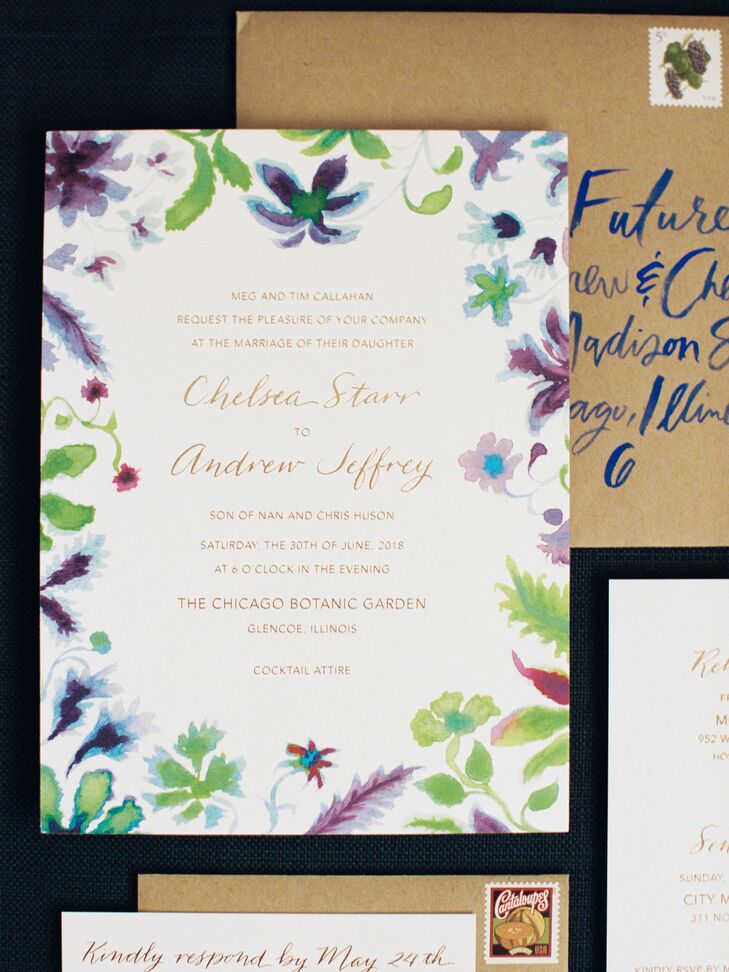 The Bride's Mother Hand Painted Floral Wedding Invitations