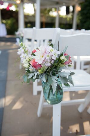 Romantic Zinnia and Rose Aisle Markers