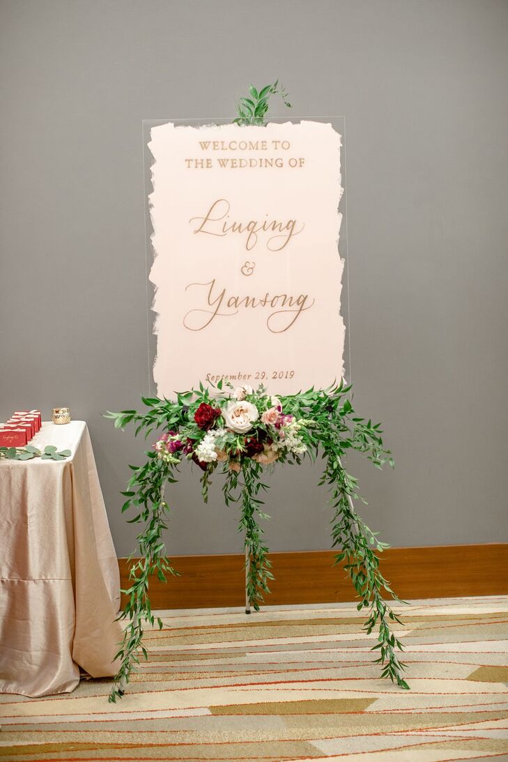 Lucite Welcome Sign for Wedding at the University of Illinois