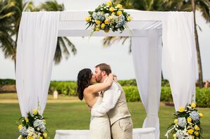 Yellow, Ivory and Blue Flower Arbor Decor