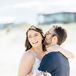 Casual Bride on the Beach with Bright Bouquet of Dahlias