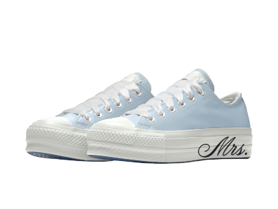 Chuck Taylor All Star Lift Platform in Blue with the phrase "Mrs" on the side
