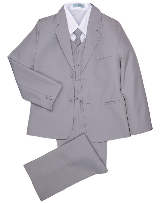 Little Tuxedos "Mason" Kids Light Grey Suit (5-Piece Set) Flower Girl Dress and Ring Bearer Outfit - 1