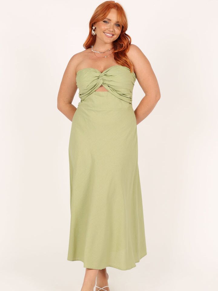 Green strapless dress from Petal & Pup