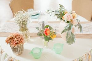 Peach and Mint Flower Centerpieces