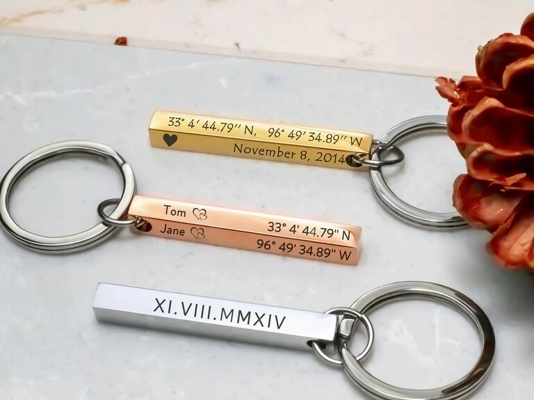 Custom engraved key rings last-minute anniversary gift