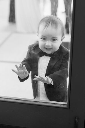 Ring Bearer Smiling During Wedding at Eolia Mansion in Waterford, Connecticut