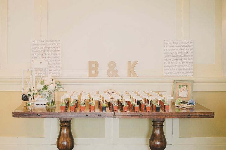 Personalized Escort Card Station with Succulents