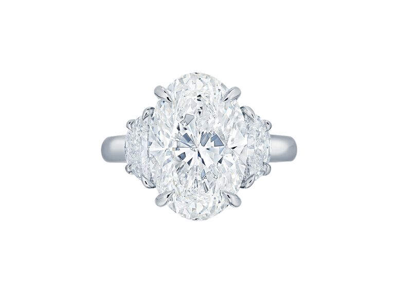 oval diamond three stone engagement ring