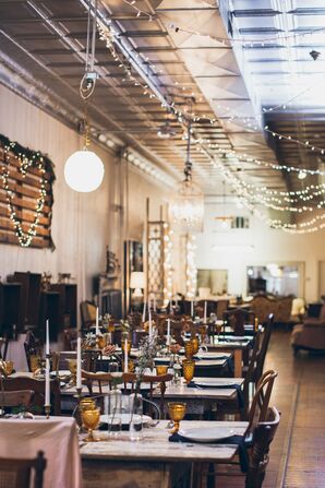 Antique Wedding Tablescapes at The Turn Vintage Warehouse in Newport, Kentucky