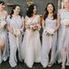 Bridesmaids in Simple, Flowy Dresses