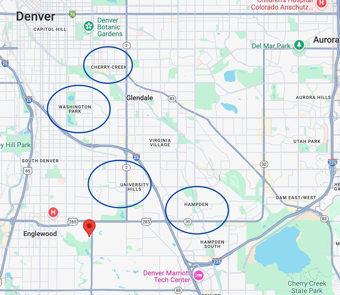 Picture of Recommended locations to find an AirBnB/VRBO:  