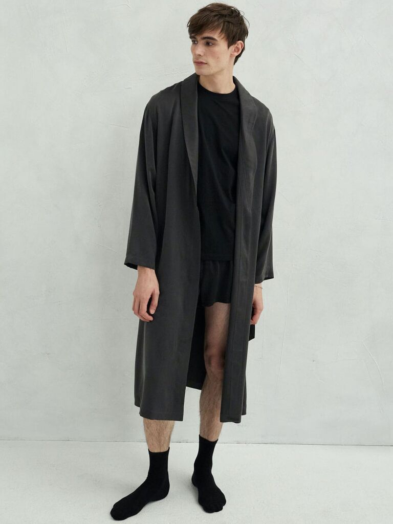 Silk lounge robe for men physical touch love language gift