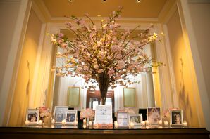 Tall Pink Cherry Blossom Flower Arrangement