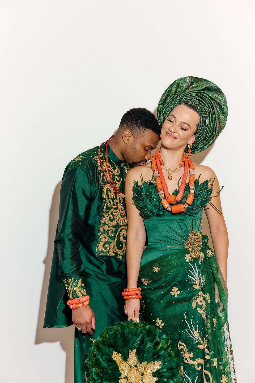 Bride and Groom Wearing Their Nigerian Urhobo-Style Look